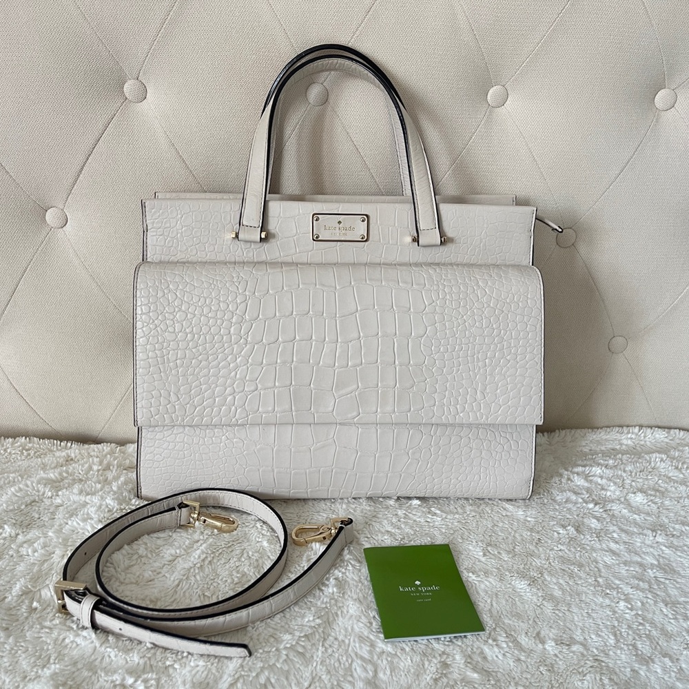 Kate Spade Carena Kay Mock Croc Satchel with removable/adjustable strap